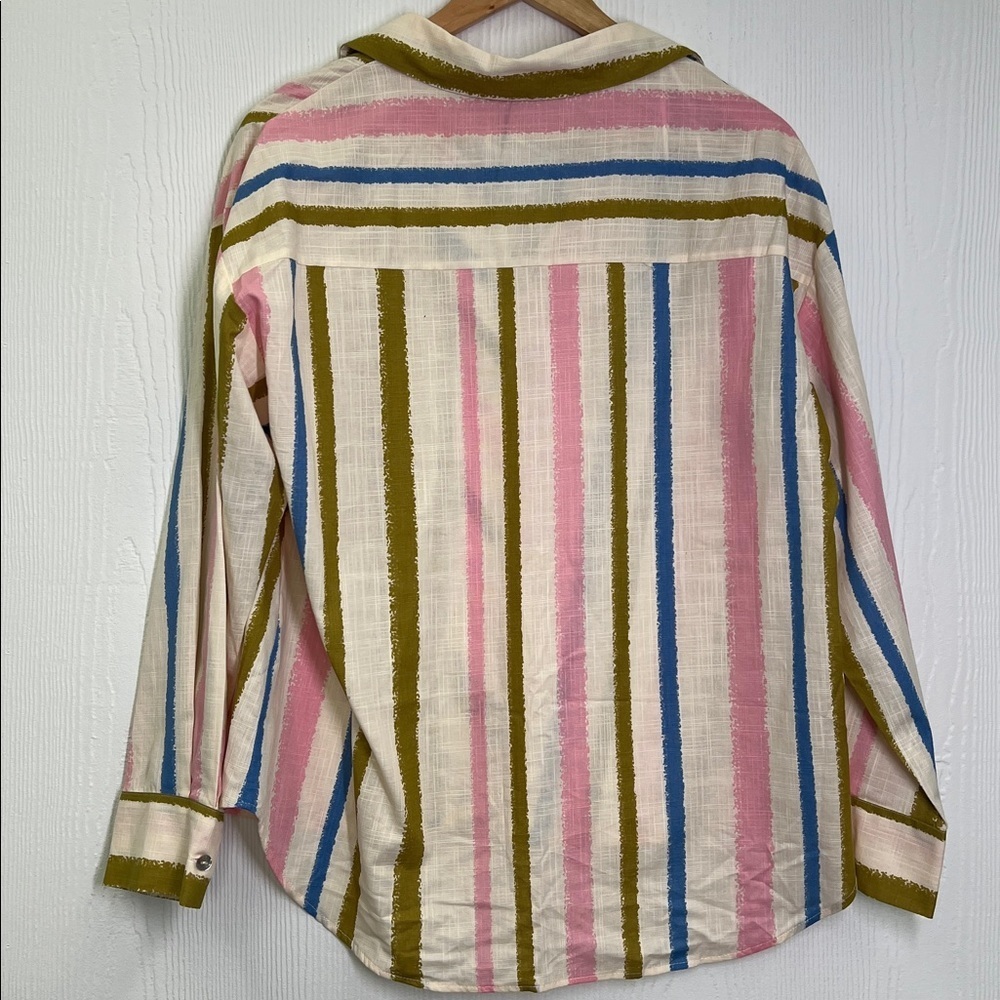 Zara - NWT Oversized Colorful Stripe Button Down Lightweight Blouse Size Small - Picture 10 of 10